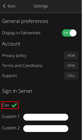 Mobile App - Cox Server