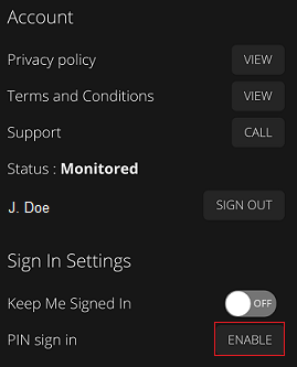 Pin sign in - Enable