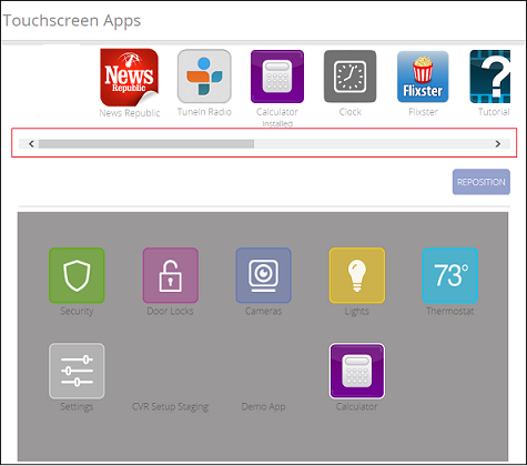 Subscriber Portal Touchscreen Apps page