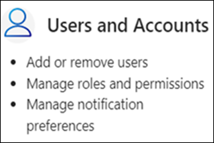 Image of MyAccount Home Page Users and Accounts Card