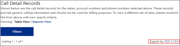 Image of Call Detail Recording PDF or CSV