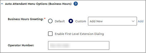 Image of Business Hours menu