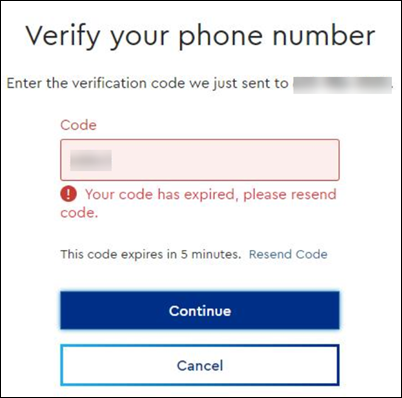 Image of code expiration error message