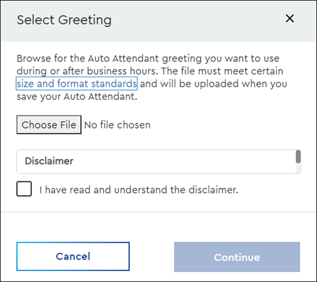 Image of Select Greeting window