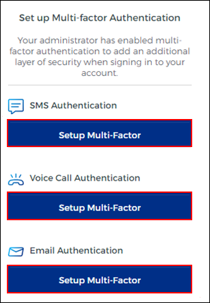 Image of Set Up MFA Authentication page