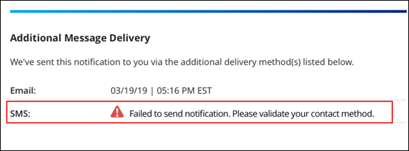 Image of Email Message Failure notification