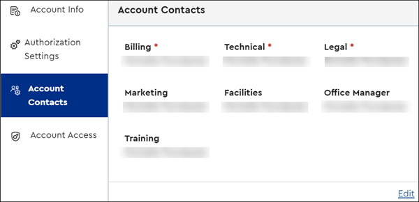 Image of Account Contacts section