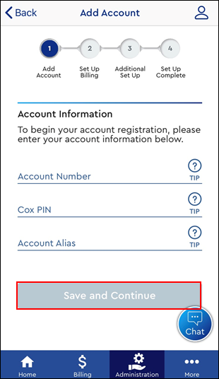 Image of Add Account screen