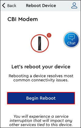Image of Begin Reboot Button