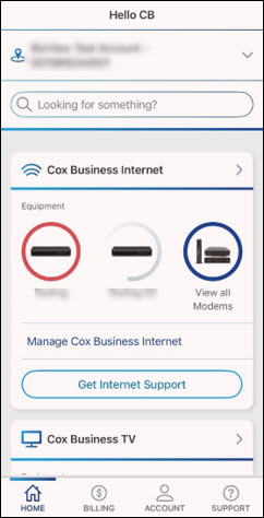 Image of MyAccount Home screen