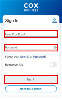Image of MyAccount Sign In screen