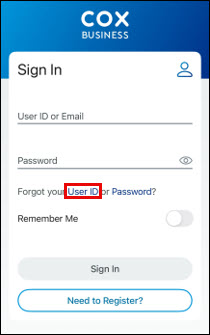 Image of Forgot User ID link