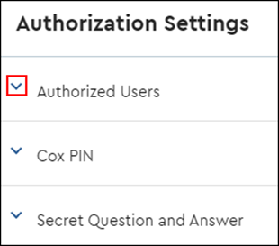 Image of Authorized Users drop-down arrow 