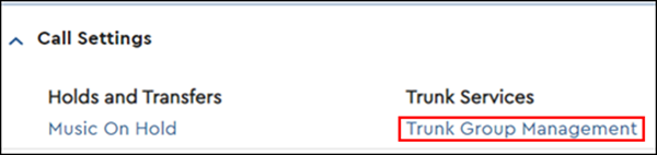 Image of MyAccount Trunk Group Management link