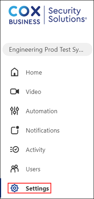 Image of the subscriber portal highlighting the settings option