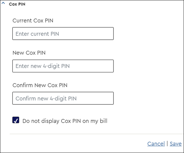 Image of Change Cox Pin Code