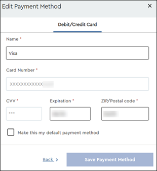 Image of the Edit Payment Methods window highlighting Confirm