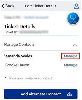 Image of Manage Contacts Section