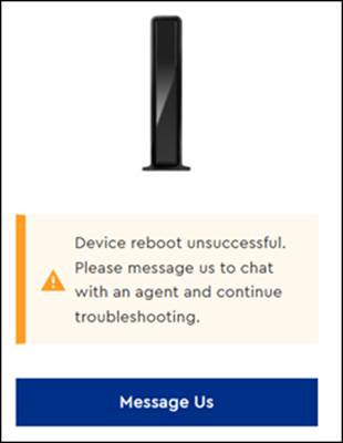 Image of Reboot Unsuccessful messaging