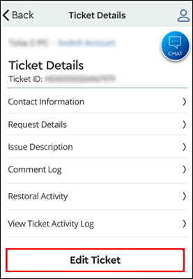 Image of Ticket Details Edit Ticket Button