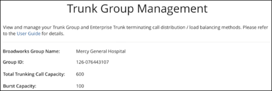 image of the trunk group management window in myaccount