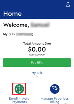 Image of Home screen with Enroll icon