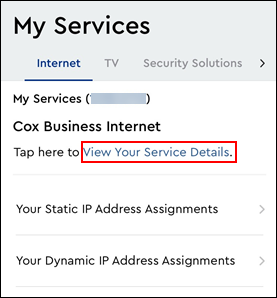 Image of View Your Services Details Internet