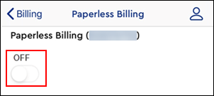 Image of Paperless Billing toggle button