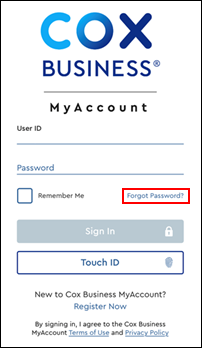 Image of Forgot Password link