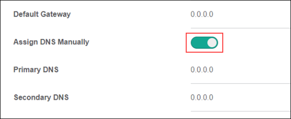 image of the manually assign DNS button