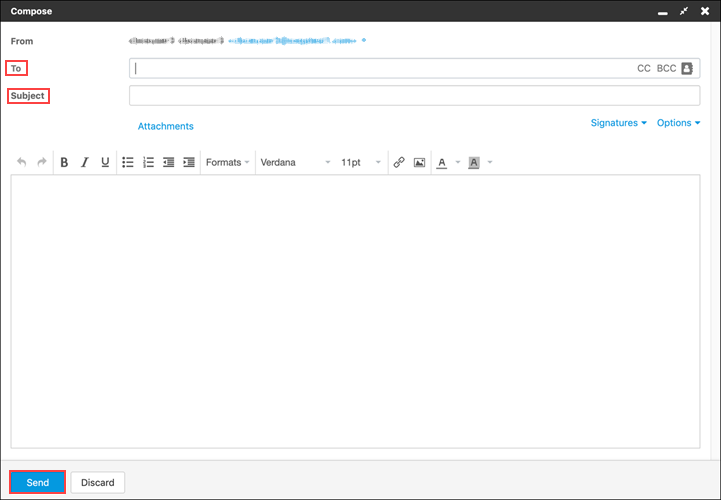 Image of the compose email window