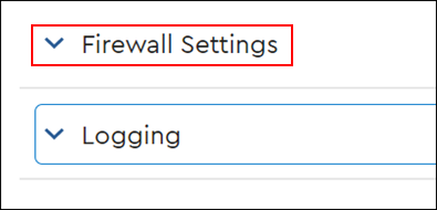 image of the firewall settings menu