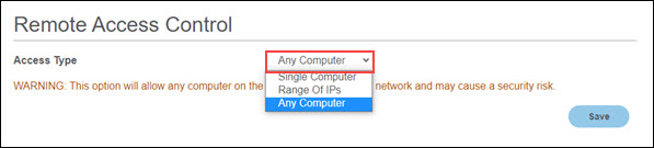 Image of the remote access control options
