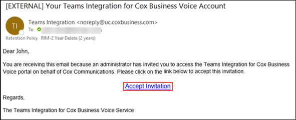 Image of Invitation Email