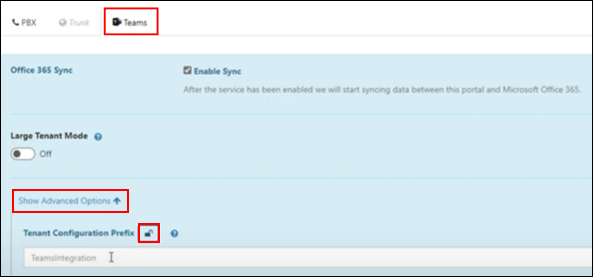 Image of Teams page Configuration Prefix