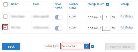 Image of Action drop-down menu in MyAdmin