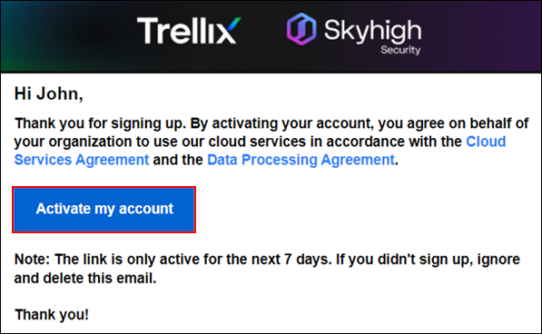 Image of Trellix Activate My Account Email