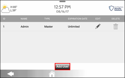 Image of the user management panel