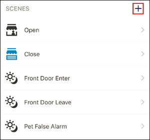 image of the scenes menu options