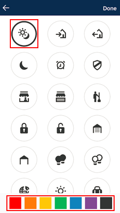 image of icon selection and color
