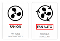 Image of the fan options on the touchscreen