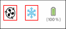 Image of the fan and mode icons on the touchscreen