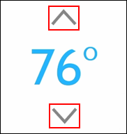 Image of the temperature control arrows on the touchscreen