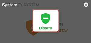 Image of the disarm shield icon in the mobile app