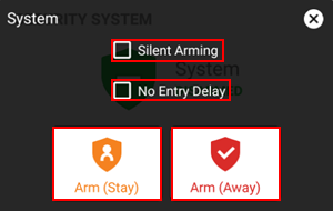 Image of System Screen Arming Mode