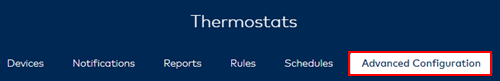 image of the thermostats advanced configuration option