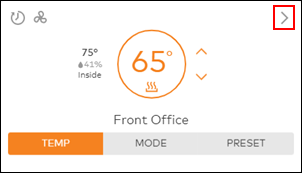 image of the thermostat control card on the subscriber portal home page