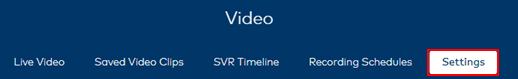 Image of the MyAccount CBSS Video screen highlighting Settings