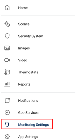 Image of Monitoring Settings option