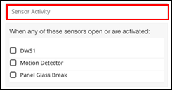 image of sensor activity text field